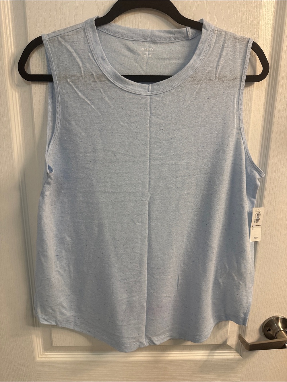 Old Navy Light Blue Linen Blend Sleeveless Crewneck Tank